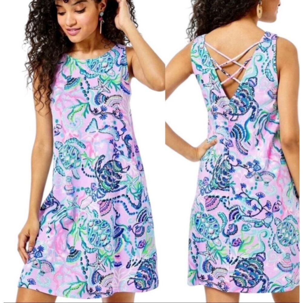 Lilly Pulitzer Kristen Swing Dress in the Lilac Freesia Mermaid For You print